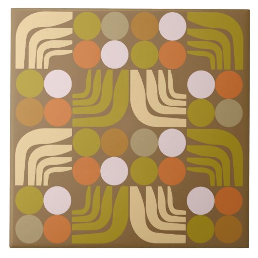 Bohemian Braun Grün Orange Fliese (Vorderseite)