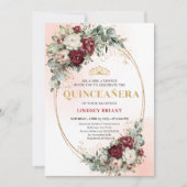 Bohemian Burgundy Peonies Eucalyptus Quince Invite Einladung (Vorderseite)