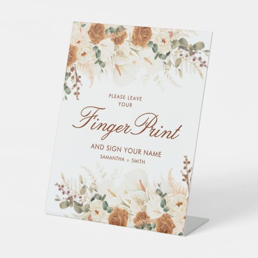 Bohemian Calla Lilies Fingerprint Guest Sockelschild (Vorderseite)