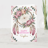 Bohemian Chic Birthday Wishes Karte (Vorderseite)
