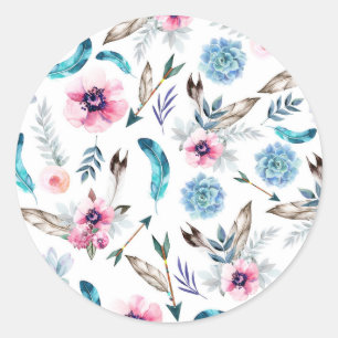 Bohemian Chic Blumen Boho Mädchen Geburtstagsfeier Runder Aufkleber