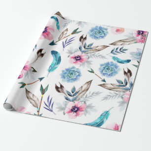 Bohemian Chic Floral Boho Mädchen Geburtstagsfeier Geschenkpapier
