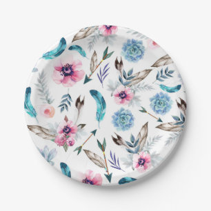 Bohemian Chic Floral Boho Mädchen Pappteller