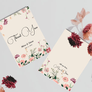 bohemian-chic florale Hochzeit Danke Karte