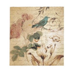 Bohemian Chic Paris Schriften Vogel französisch bo Notizblock