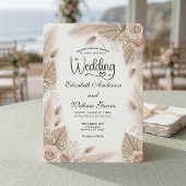 Bohemian Chic Rose Pampas Grass Wedding Einladung
