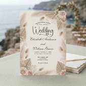 Bohemian Chic Rose Pampasgras Hochzeit Einladung