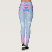 Bohemian Chintz Illustration Pink Blue White 2 Leggings (Rückseite)