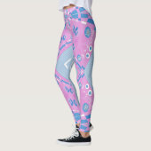 Bohemian Chintz Illustration Pink Blue White 2 Leggings (Links)