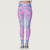 Bohemian Chintz Illustration Pink Blue White 2 Leggings (Vorderseite)