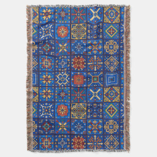 Bohemian Cobalt Blau Folk Art Geometrische Motive Decke