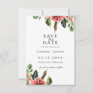 Bohemian Coral Blumensträuße Save The Date Ankündigung