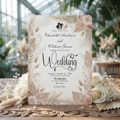Bohemian Cream Chic Floral Rustic Wedding Einladung