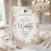 Bohemian Cream Chic Floral Rustic Wedding Einladung