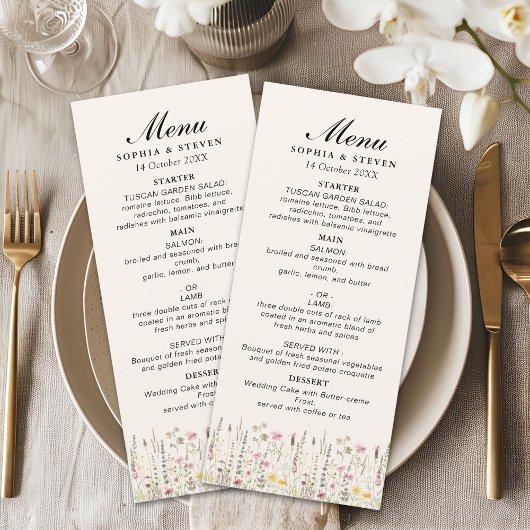 Bohemian Cream Floral Wedding  Programm