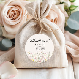 Bohemian Cream Floral Wedding  Runder Aufkleber