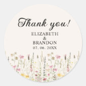 Bohemian Cream Floral Wedding  Runder Aufkleber (Vorderseite)