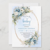 Bohemian Dusty Blue Eucalyptus Baby Shower Invite  Einladung (Vorderseite)