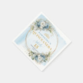 Bohemian Dusty Blue Floral 15th Birthday Napkins Serviette (Ecke)