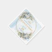 Bohemian Dusty Blue Greenery Gold Glitter Quince  Serviette (Ecke)