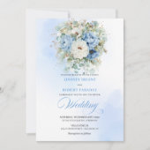 Bohemian Dusty Blue Peony Eucalyptus Wedding Invit Einladung (Vorderseite)