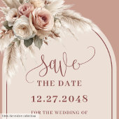 Bohemian Dusty Pink Floral Arch Save the Date Card Einladung