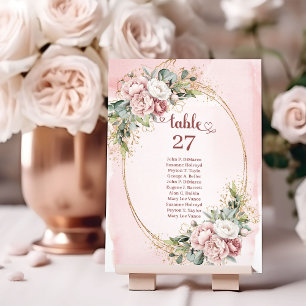 Bohemian Dusty Pink Florales Grün Table Number Tischnummer