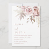 Bohemian Dusty Rose Blush Floral Wedding Einladung (Vorderseite)