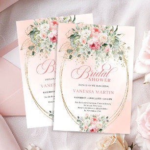 Bohemian Dusty Rose Florale Hochzeitsshower-Einlad Einladung