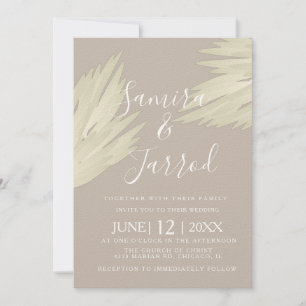 Bohemian einfache Pampas-Hochzeit Einladung