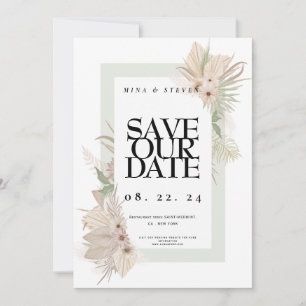 Bohemian eleganter grüner Blumenhochzeit  Save The Date
