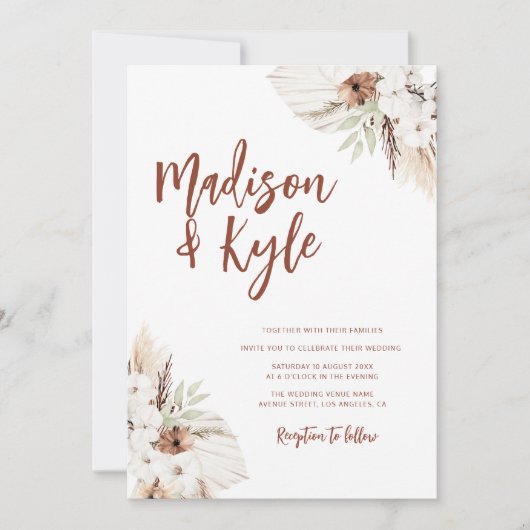 Bohemian-Erdtonpampas fallen Einladung (Vorderseite)