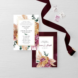 Bohemian Fall Burgundy Floral Wedding Invitation Einladung