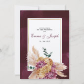 Bohemian Fall Burgundy Floral Wedding Invitation Einladung (Rückseite)