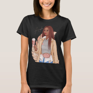 Bohemian Falscher Glitter Mädchen Rote Haare Braun T-Shirt