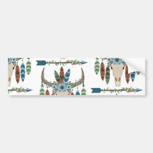 Bohemian Feathers Dreamcatcher Blue Antler  Arrow Autoaufkleber