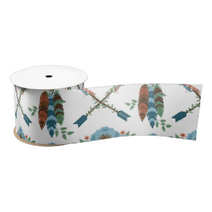 Bohemian Federn Traumfänger Blaue Blumen Pfeile Satinband