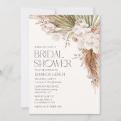 Bohemian Floral & Feathers Bridal Shower Einladung (Vorderseite)