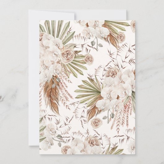 Bohemian Floral & Feathers Bridal Shower Einladung (Rückseite)