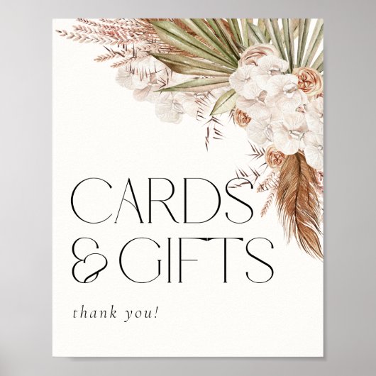 Bohemian Floral & Feathers Cards & Gifts Poster (Vorne)