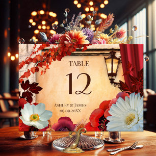 Bohemian Floral Klassische Herbst-Tischnummernkart Tischnummer