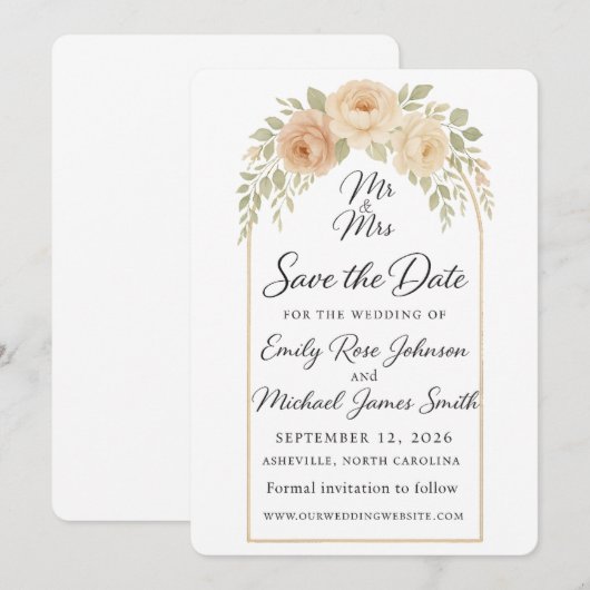 Bohemian Floral Save The Date (Vorne/Hinten)