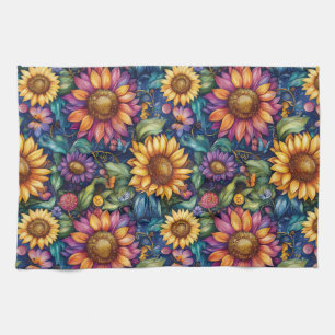 Bohemian Floral Traumlandschaft Vibrantes Muster Geschirrtuch