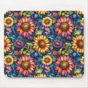 Bohemian Floral Traumlandschaft Vibrantes Muster Mousepad