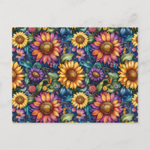 Bohemian Floral Traumlandschaft Vibrantes Muster Postkarte