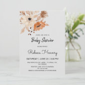bohemian flower minimalistic baby shower editable einladung (Stehend Vorderseite)