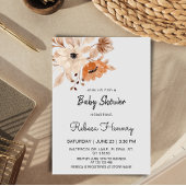 bohemian flower minimalistic baby shower editable einladung