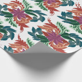 Bohemian Folk Art Floral Pattern Wrapping Paper Geschenkpapier (Ecke)