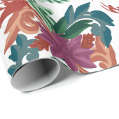 Bohemian Folk Art Floral Pattern Wrapping Paper Geschenkpapier (Rolleneckpunkt)