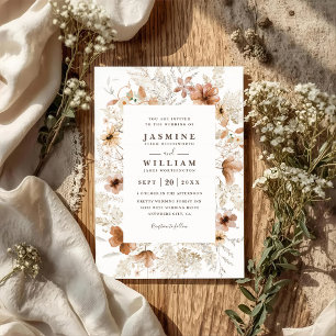 Bohemian-Garten-Wildblumen QR-Code-Hochzeit Einladung